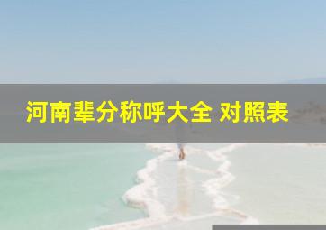 河南辈分称呼大全 对照表